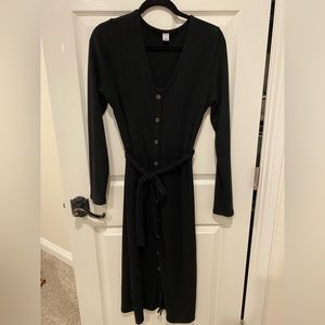 Black ribbed sweater dress